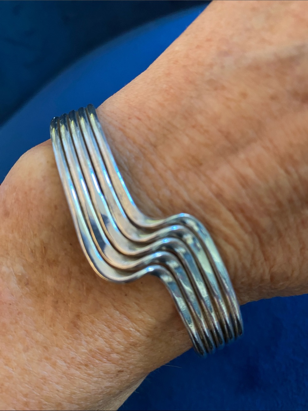 Vintage Taxco Silver-Plated Multi-Band Open Cuff Bracelet